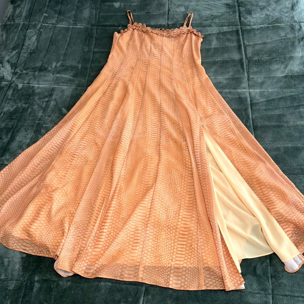 H&M Edition Strappy Chiffon Dress Womens XS Orange/Tan Sleeveless Sundress - Picture 9 of 9